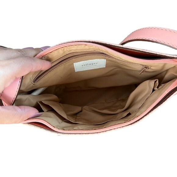 Y2K Liz Claiborne Canvas Faux Leather Shoulder Bag PinkCoquette Barbiecore - Picture 10 of 16